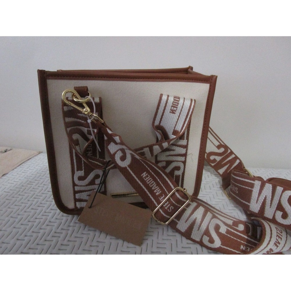 NWT Steve Madden Viral Tik Tok Bag Purse Bwebber Canvas Creme Brown - Picture 5 of 15